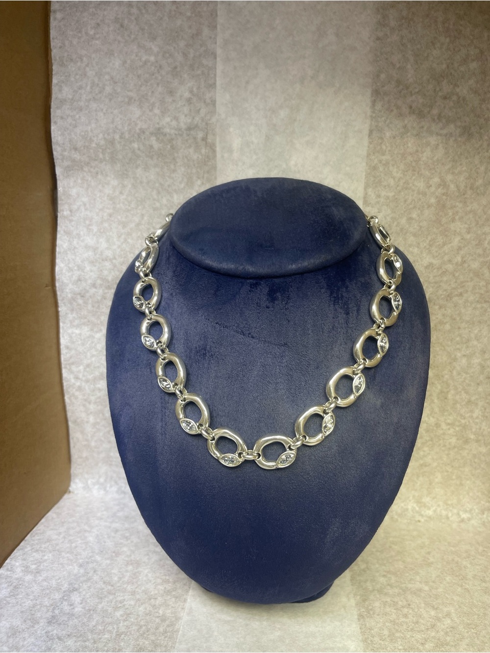 Silver Oval Link Chain Necklace & Matching Bracelet Set